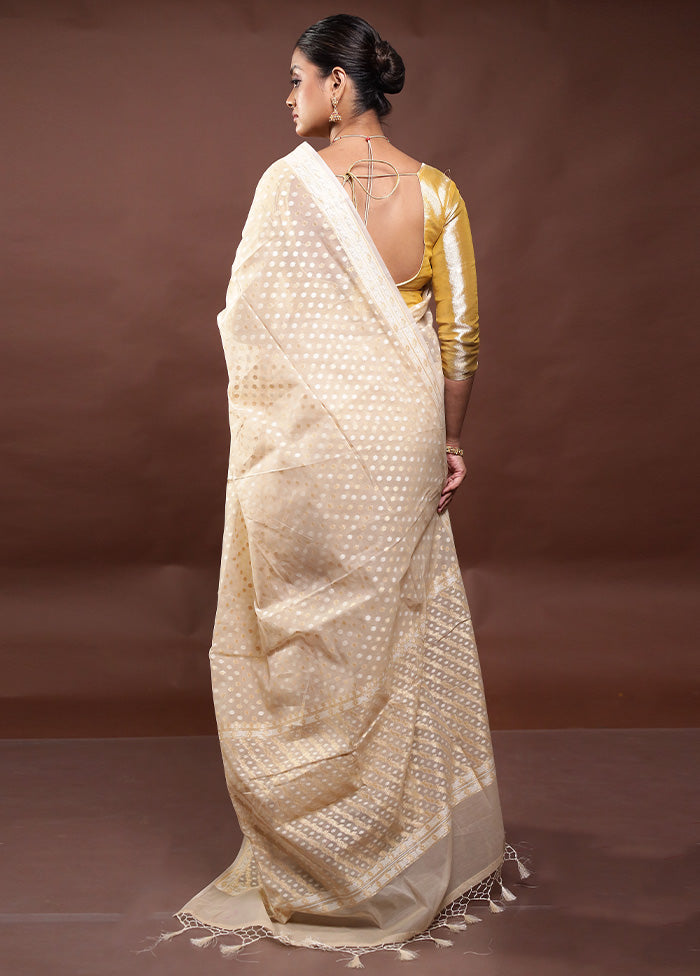 Cream Kora Silk Saree With Blouse Piece Discount Authentic Online