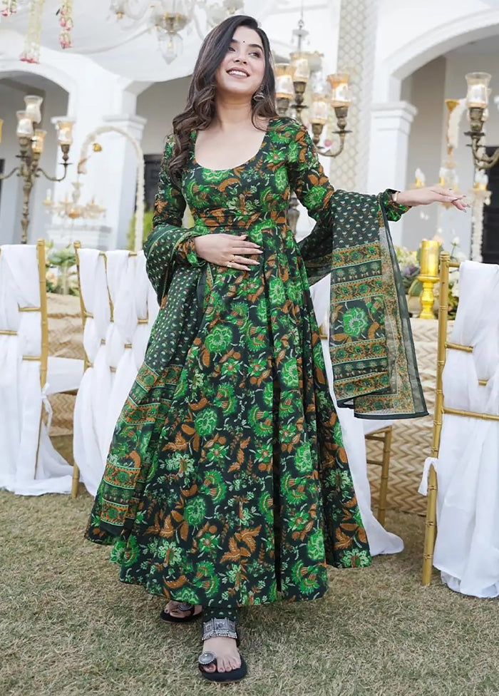 3 Pc Green Readymade Silk Suit Set Sale Professional