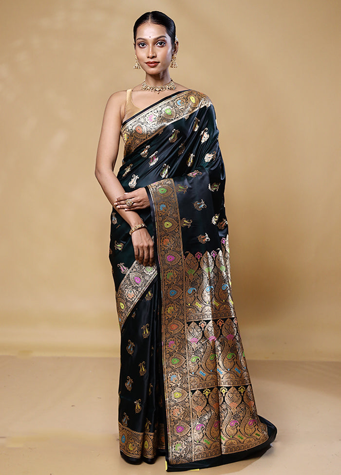 Black Banarasi Silk Saree With Blouse Piece Quality Free Shipping Outlet