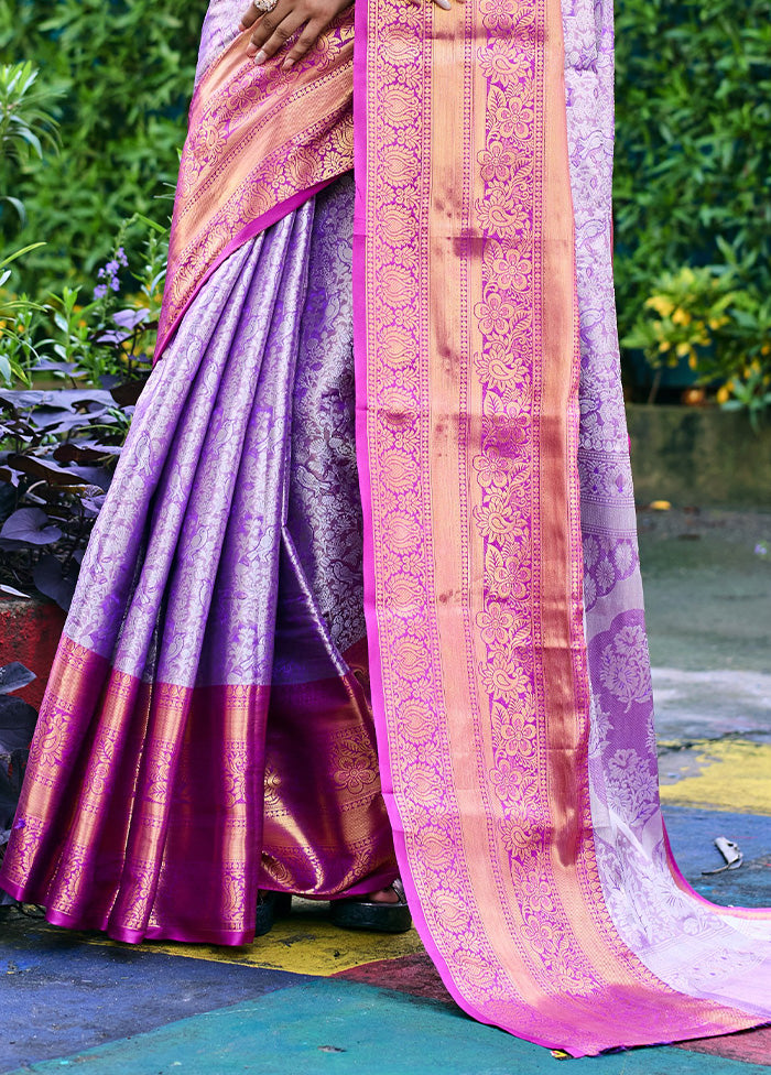 Purple Banarasi Silk Saree With Blouse Piece Buy Cheap Best Pices