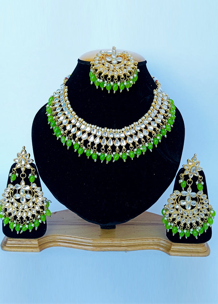 Green Alloy Cz Stone Jewellery Set Outlet Good Selling