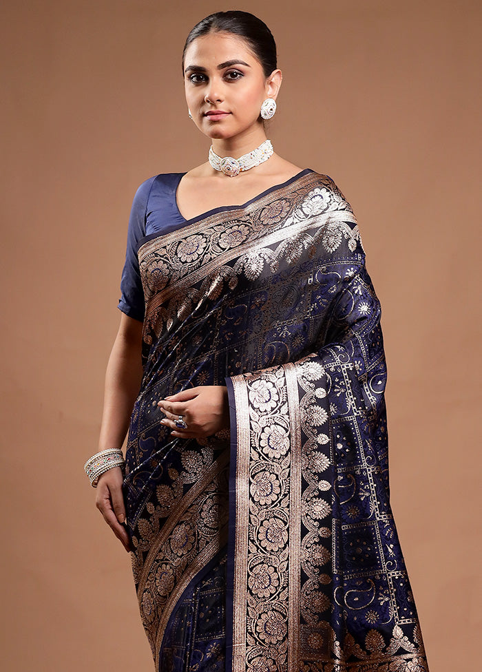 Blue Tanchoi Silk Saree With Blouse Piece From China Sale Online