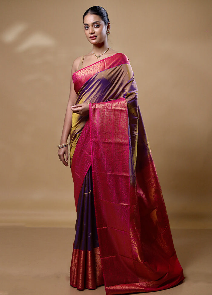 Pink Kanjivaram Silk Saree With Blouse Piece Free Shipping For Sale