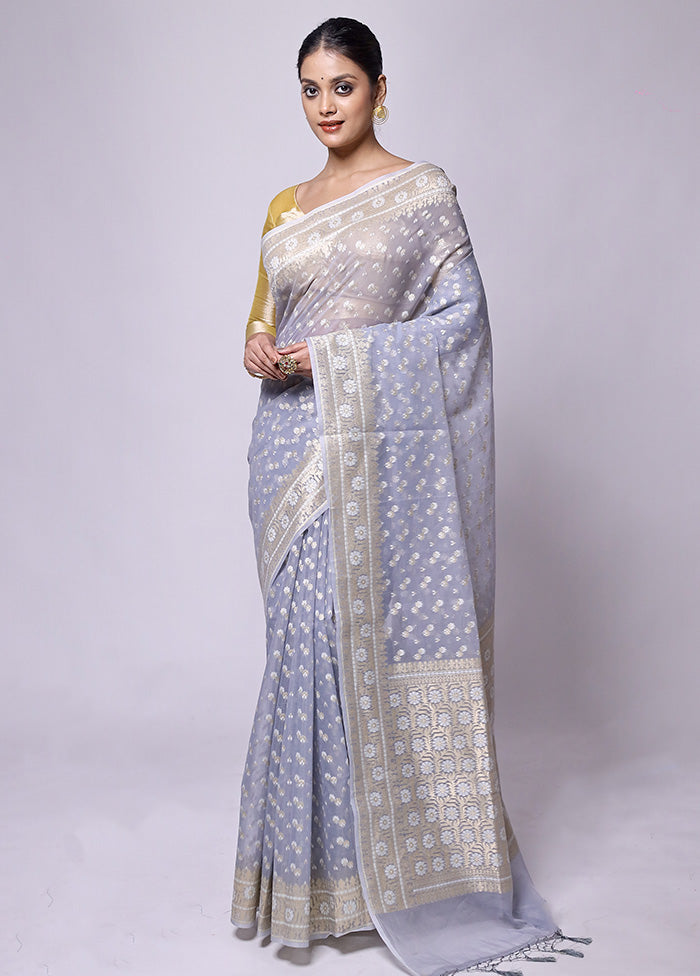 Grey Kora Silk Saree With Blouse Piece Clearance Online Fake