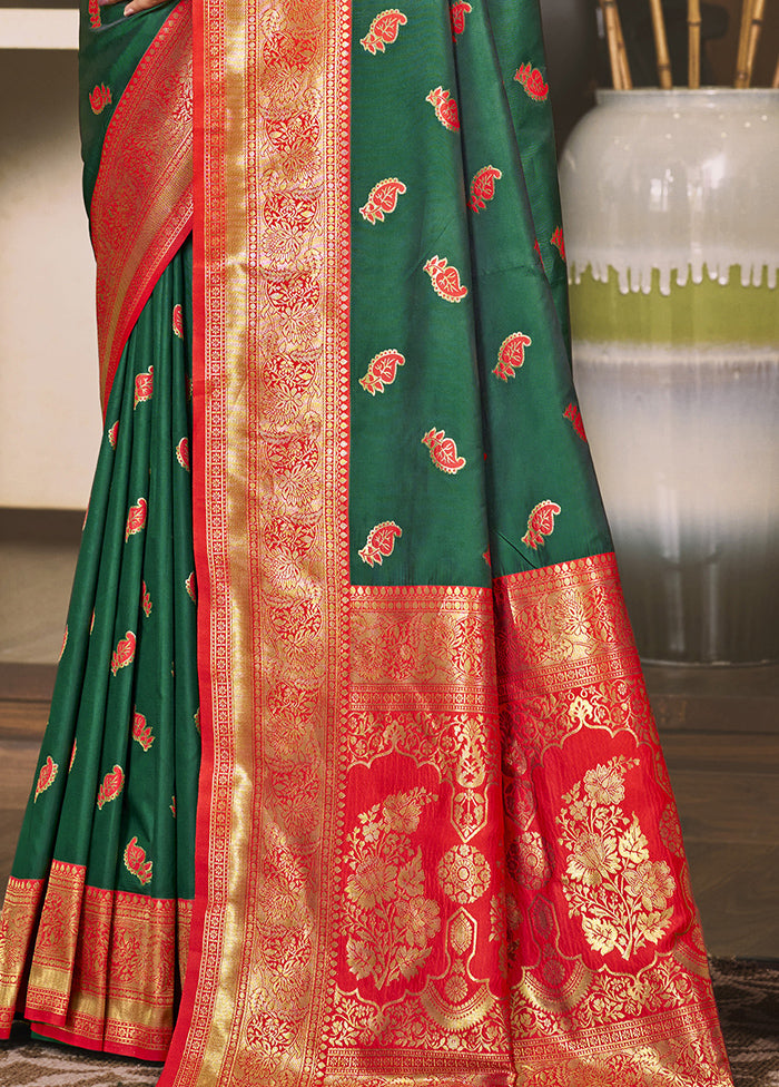 Green Dupion Silk Saree With Blouse Piece Best Place To Buy Online