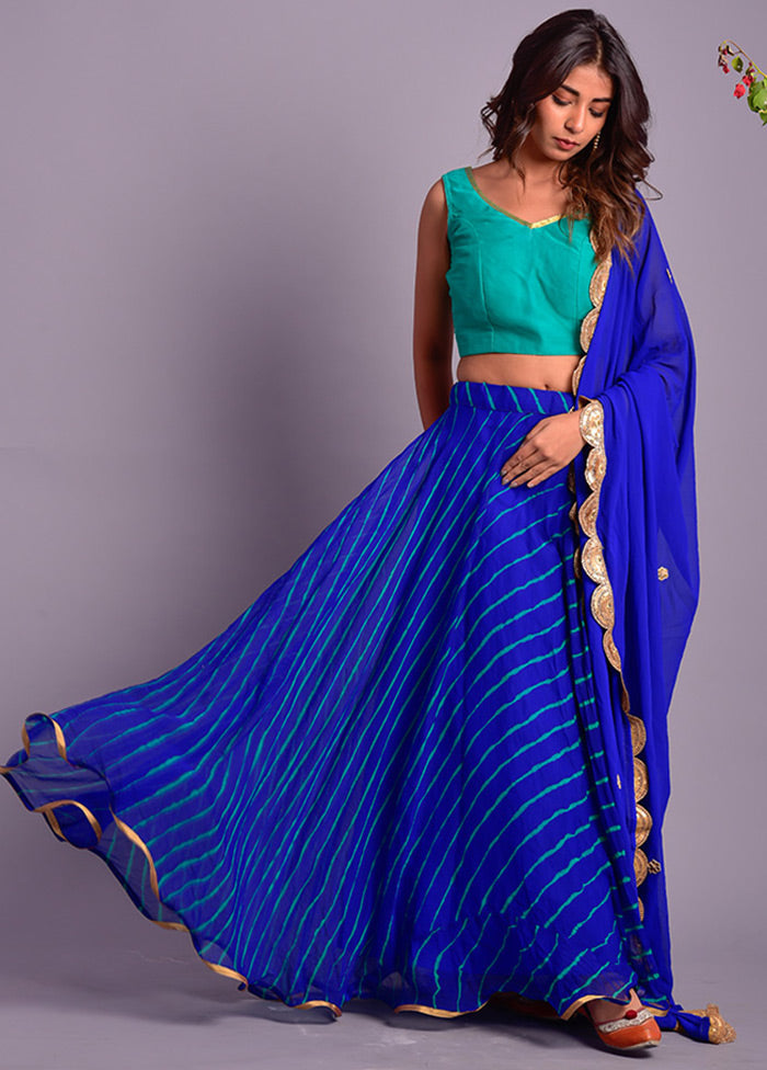 Blue Readymade Silk Lehenga Set With Dupatta Discount Best Sale