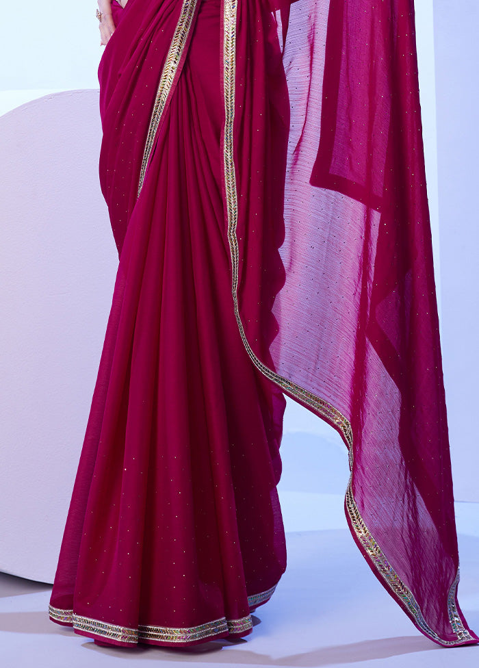 Pink Satin Silk Saree With Blouse Piece Perfect For Sale