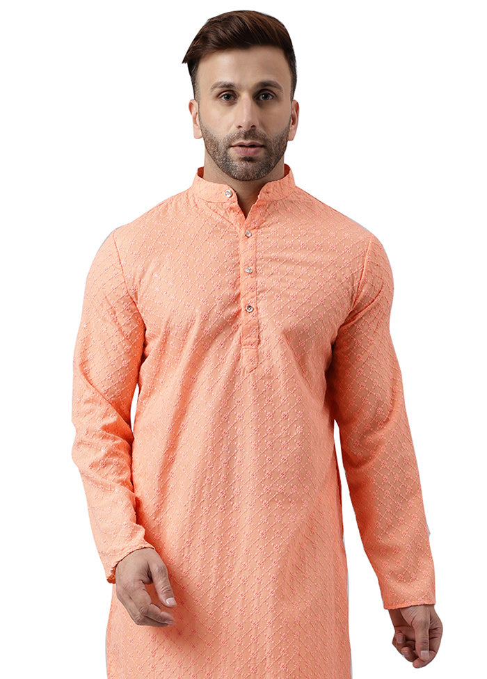 Peach Silk Embroidered Kurta Buy Online Cheap