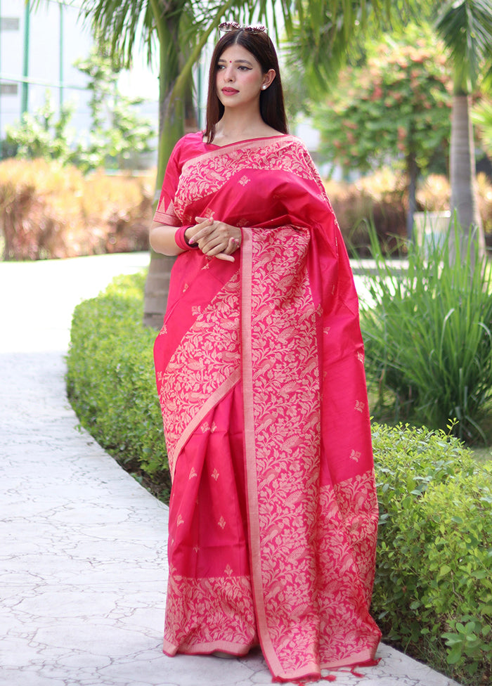 Rani Spun Silk Saree With Blouse Piece Enjoy Cheap Online