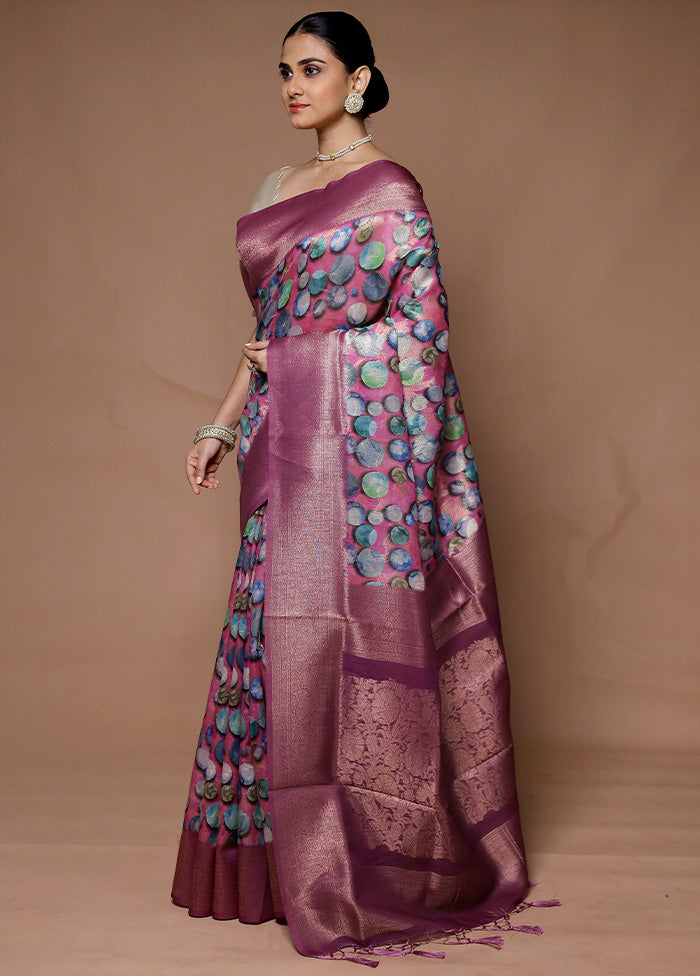 Pink Dupion Silk Saree With Blouse Piece Best Wholesale Cheap Pice