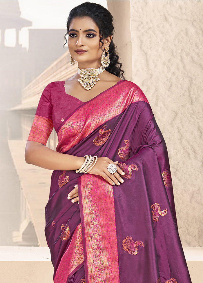 Wine Dupion Silk Saree With Blouse Piece Buy Cheap Free Shipping