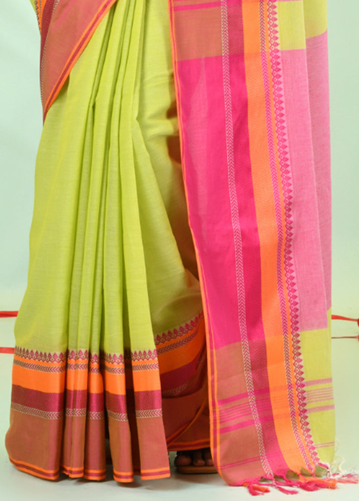 Light Green Cotton Saree With Blouse Piece Cheap Perfect