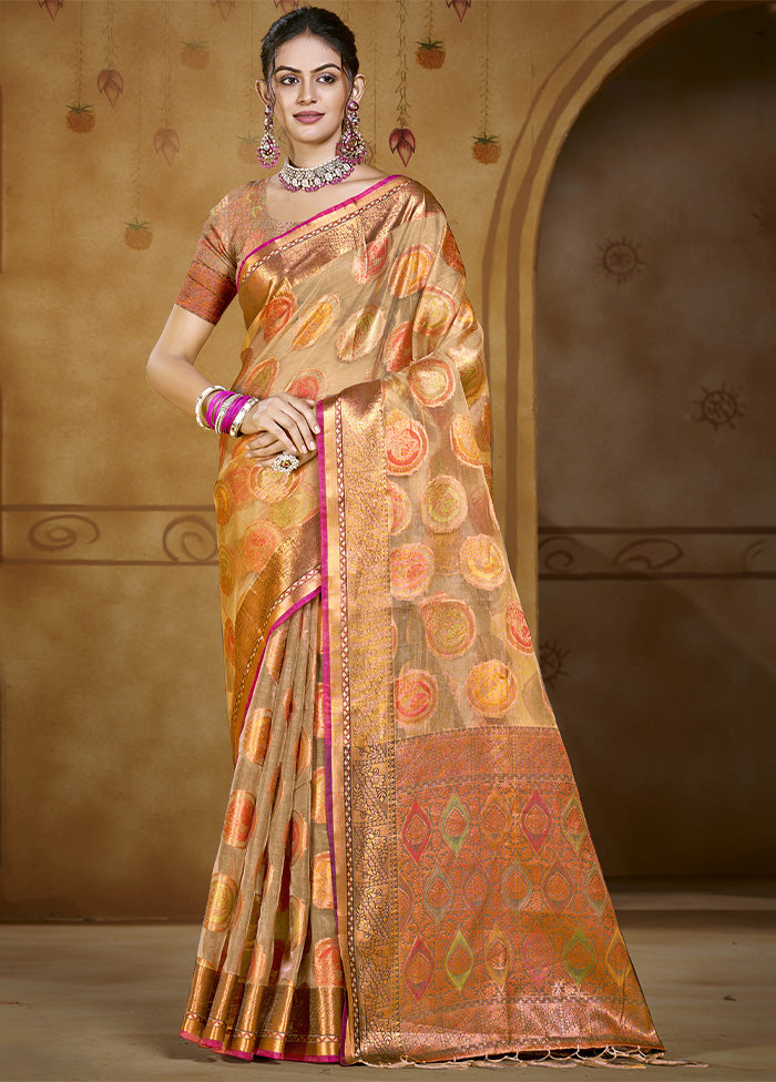 Brown Organza Saree With Blouse Piece Buy Cheap Reliable