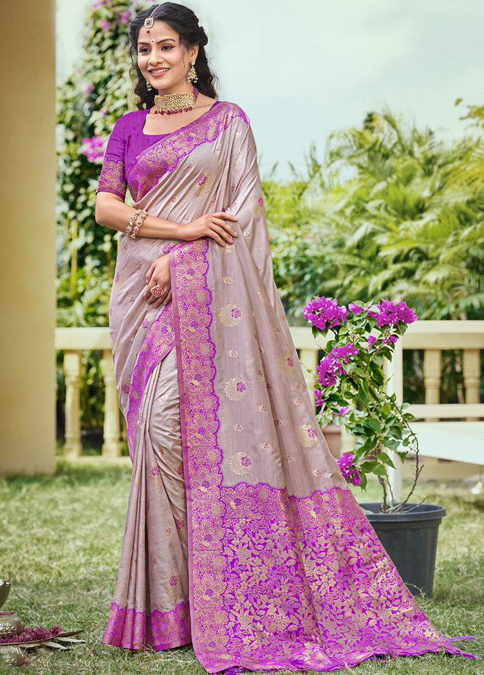 Grey Spun Silk Saree With Blouse Piece Cheap Sale Cost