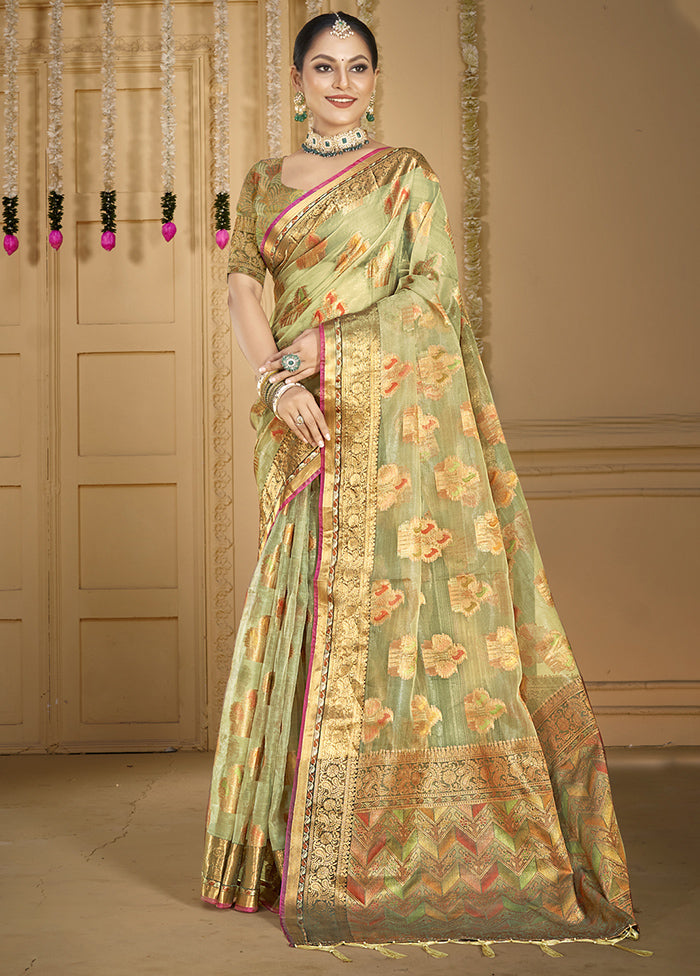 Sea Green Organza Saree With Blouse Piece Stockist Online