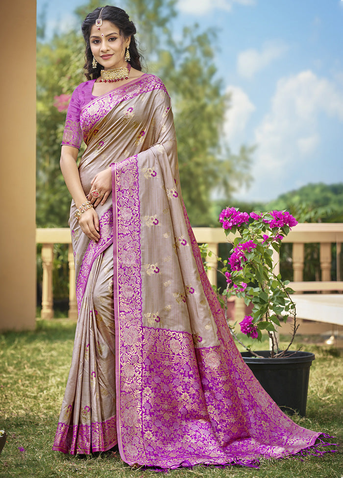 Grey Spun Silk Saree With Blouse Piece Outlet Clearance