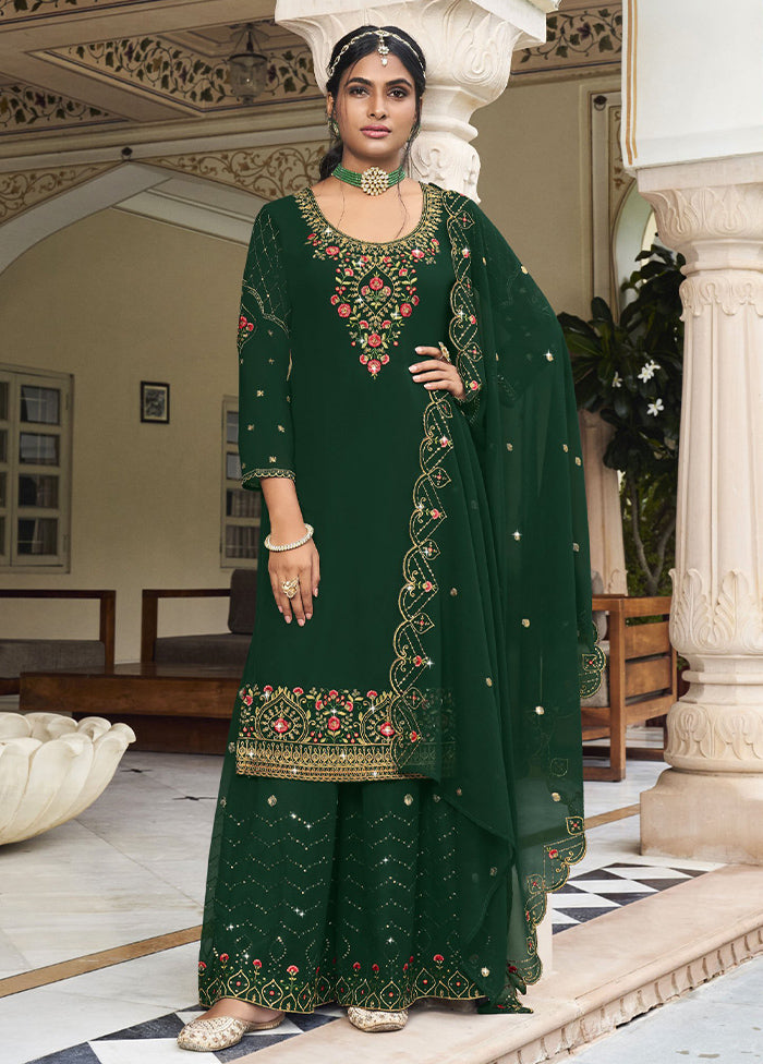 3 Pc Green Semi Stitched Georgette Suit Set Buy Cheap Many Kinds Of