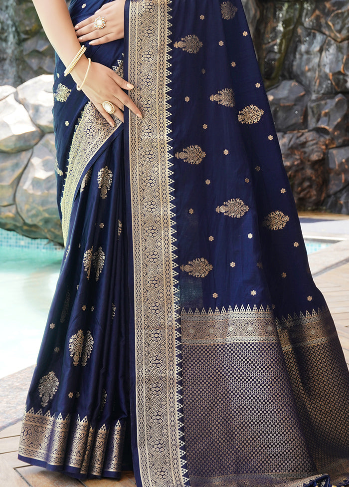 Navy Blue Satin Silk Saree With Blouse Piece Outlet Amazon