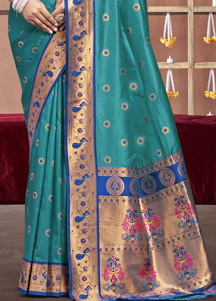 Sky Blue Dupion Silk Saree With Blouse Piece Cheap Sale Cheapest