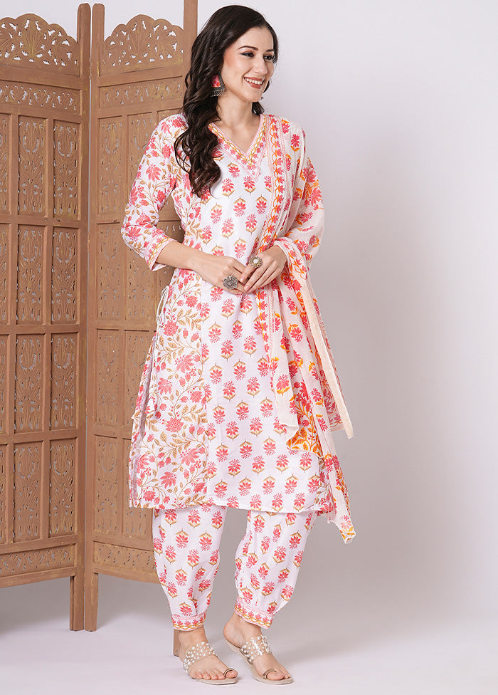 3 Pc Pink Readymade Cotton Dupatta Suit Set Big Sale Sale Online