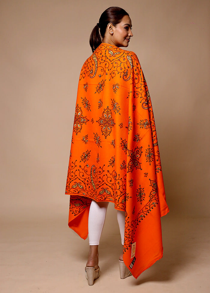 Orange Woven Work Shawl Sast Sale Online