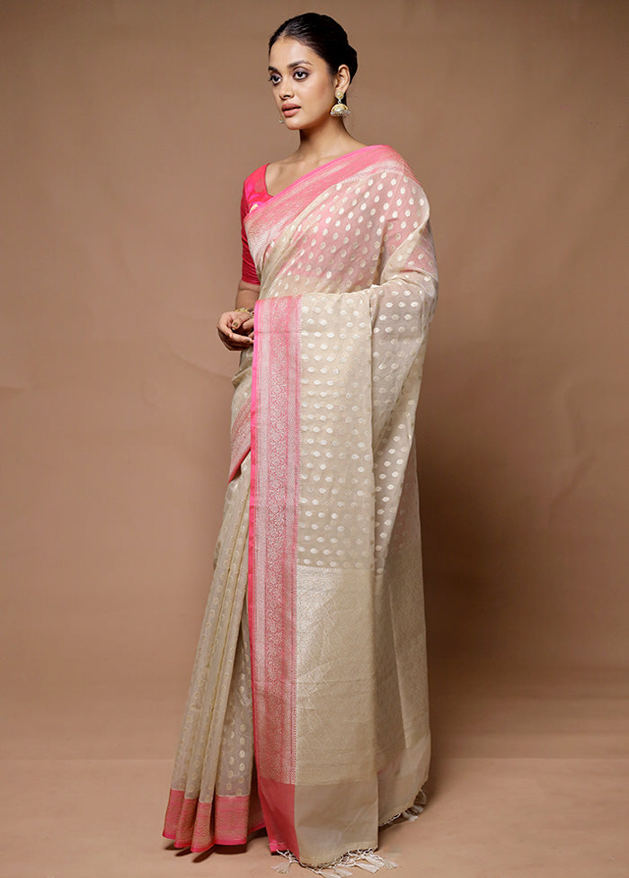 Cream Kora Silk Saree With Blouse Piece Clearance Wiki