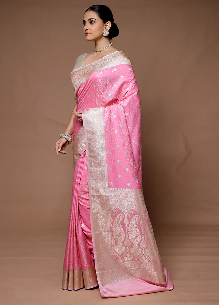 Pink Katan Silk Saree With Blouse Piece Discount Explore