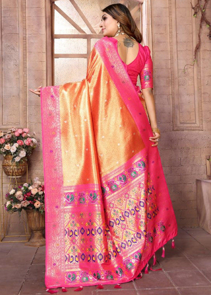 Orange Banarasi Silk Saree With Blouse Piece Cheap Outlet Locations