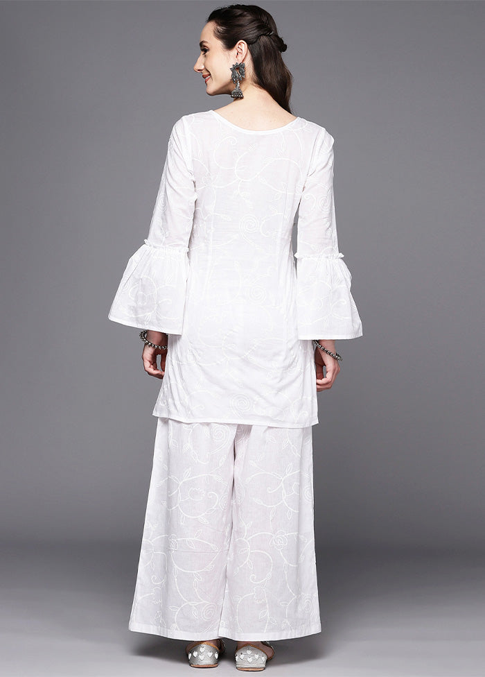 2 Pc White Pure Readymade Cotton Tunic Set Online Online With Mastercard