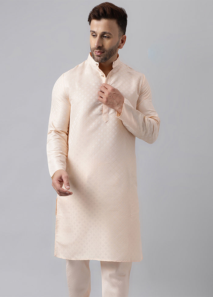 Cream Viscose Jacquard Long Kurta Pices Cheap Online