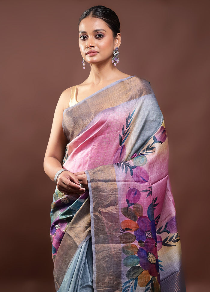 Multicolor Handloom Tussar Pure Silk Saree With Blouse Piece Clearance High Quality