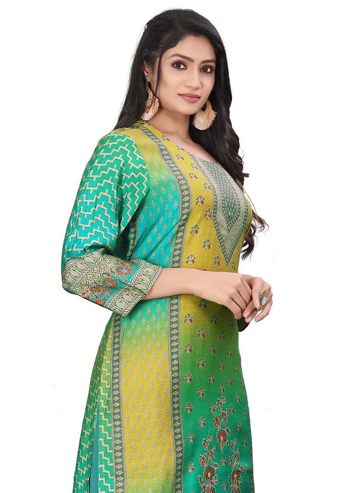 3 Pc Multicolor Unstitched Silk Suit Set Cheap Hot Sale