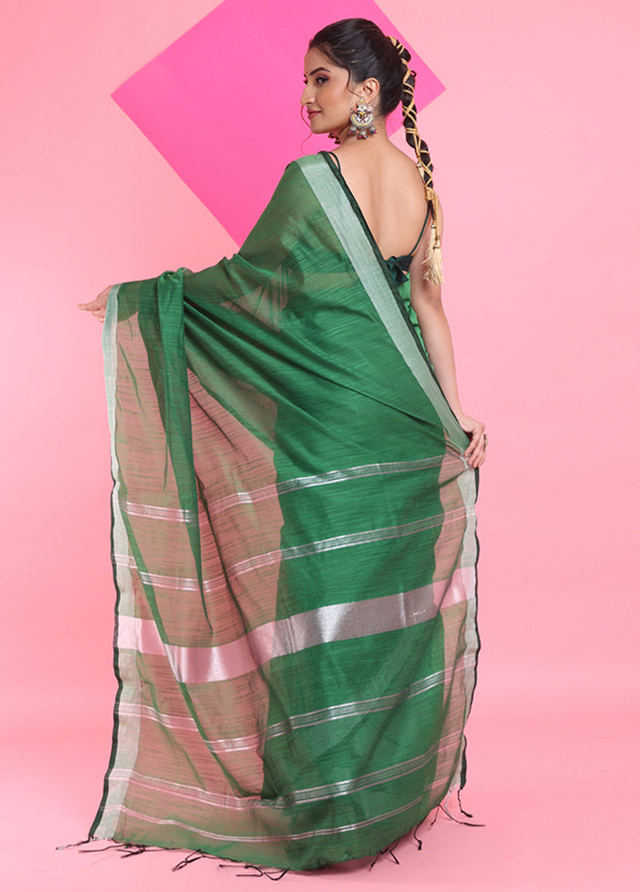 Green Cotton Saree With Blouse Piece Clearance Online Official Site