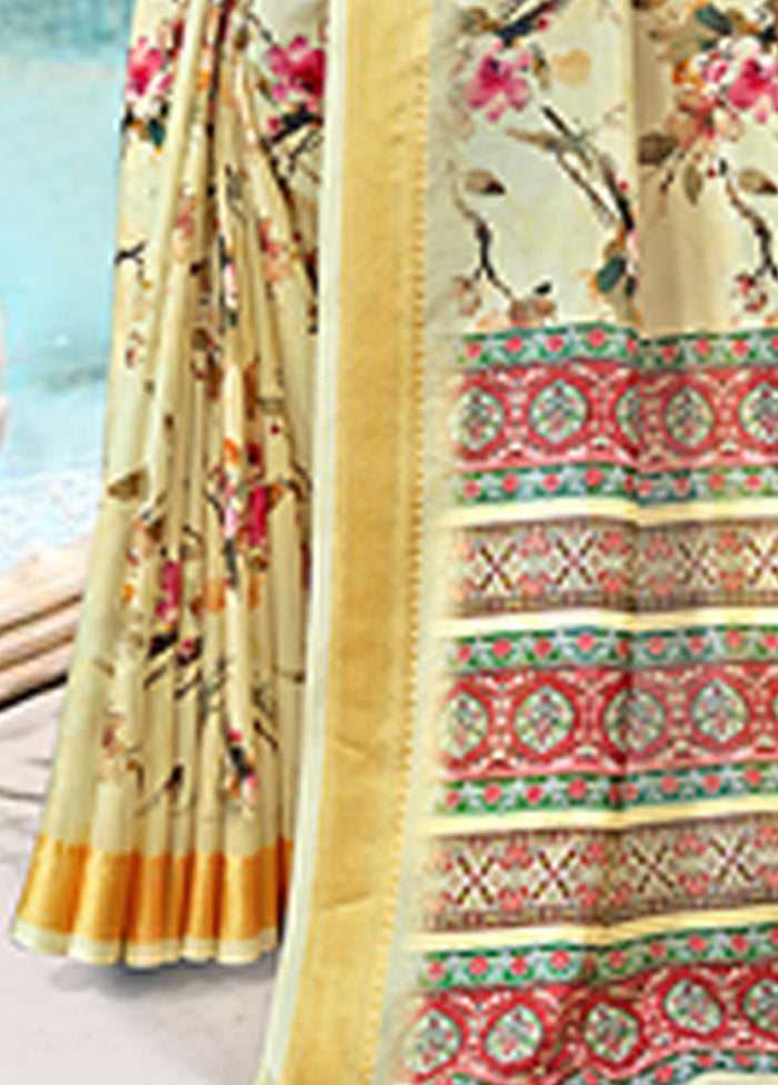 Mustard Spun Silk Saree With Blouse Piece Buy Cheap 100% Guaranteed