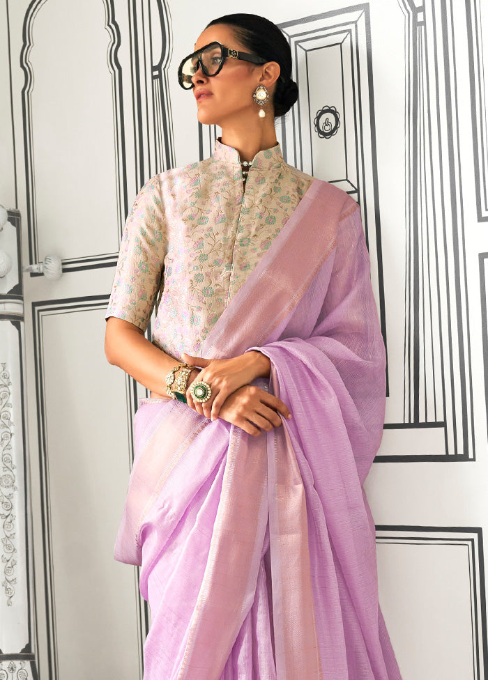 Lavender Chiffon Silk Saree With Blouse Piece Professional Cheap Pice