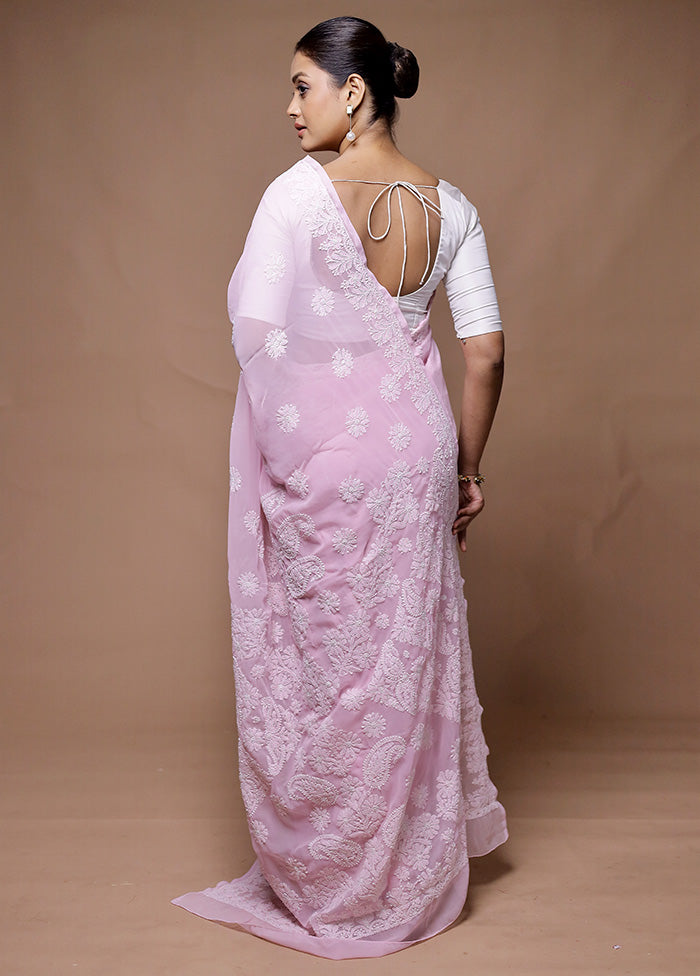 Pink Pure Cotton Saree With Blouse Piece Sale Genuine