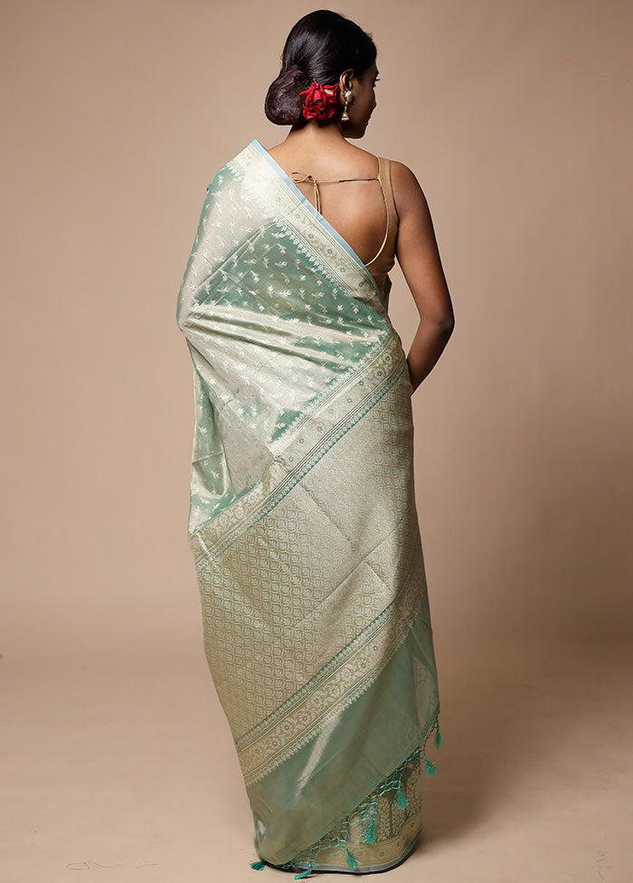 Green Tissue Silk Saree With Blouse Piece Free Shipping Comfortable