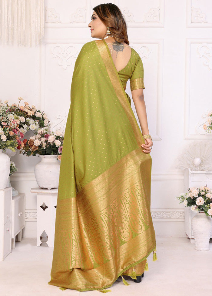 Light Green Spun Silk Saree With Blouse Piece Professional Cheap Pice