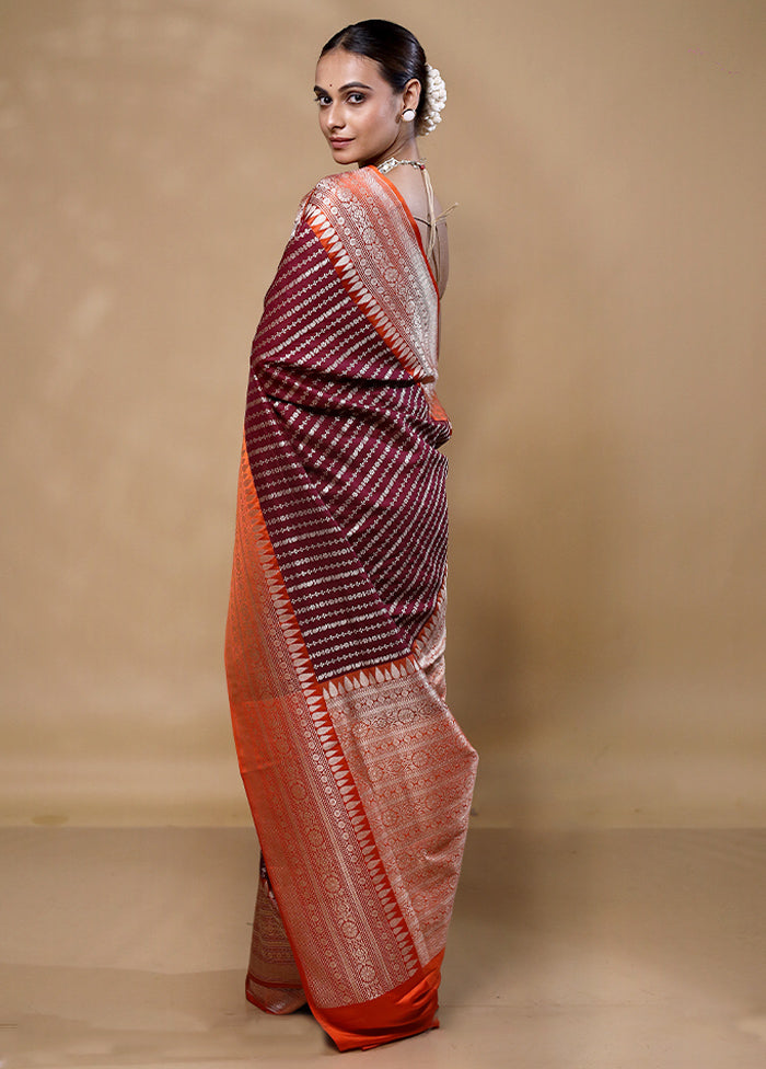 Maroon Katan Silk Saree With Blouse Piece Clearance Get To Buy