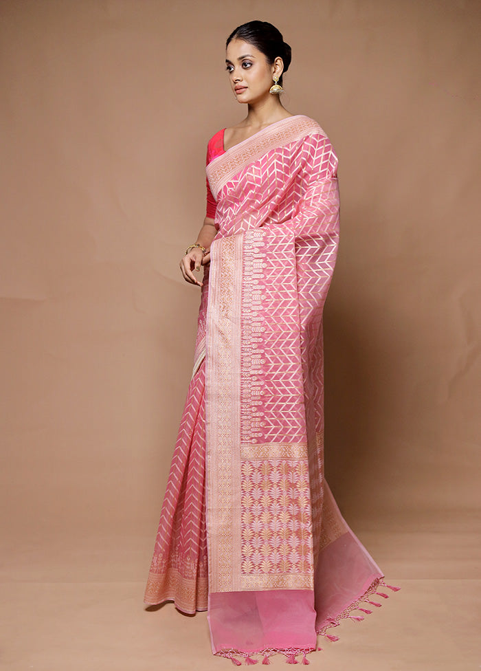 Pink Kora Silk Saree With Blouse Piece Clearance Eastbay