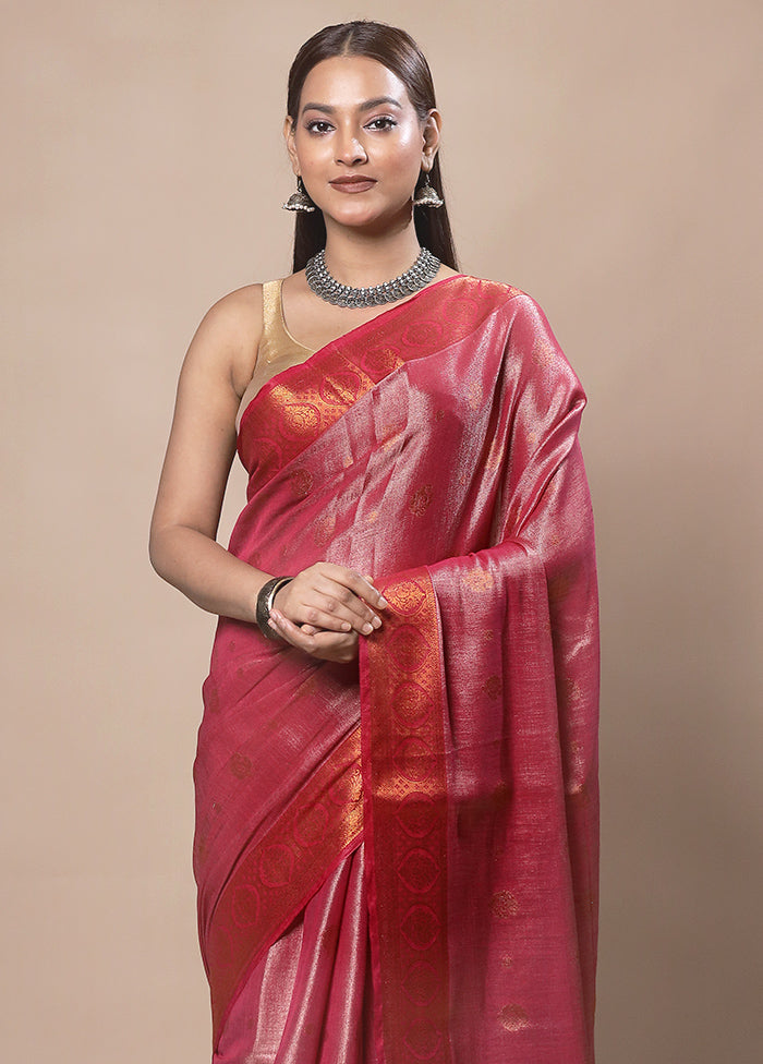 Red Tissue Silk Saree With Blouse Piece For Sale Free Shipping