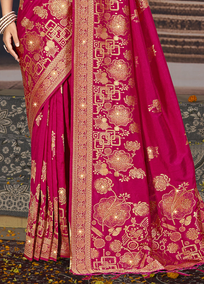 Magenta Spun Silk Saree With Blouse Piece Discount Online Online