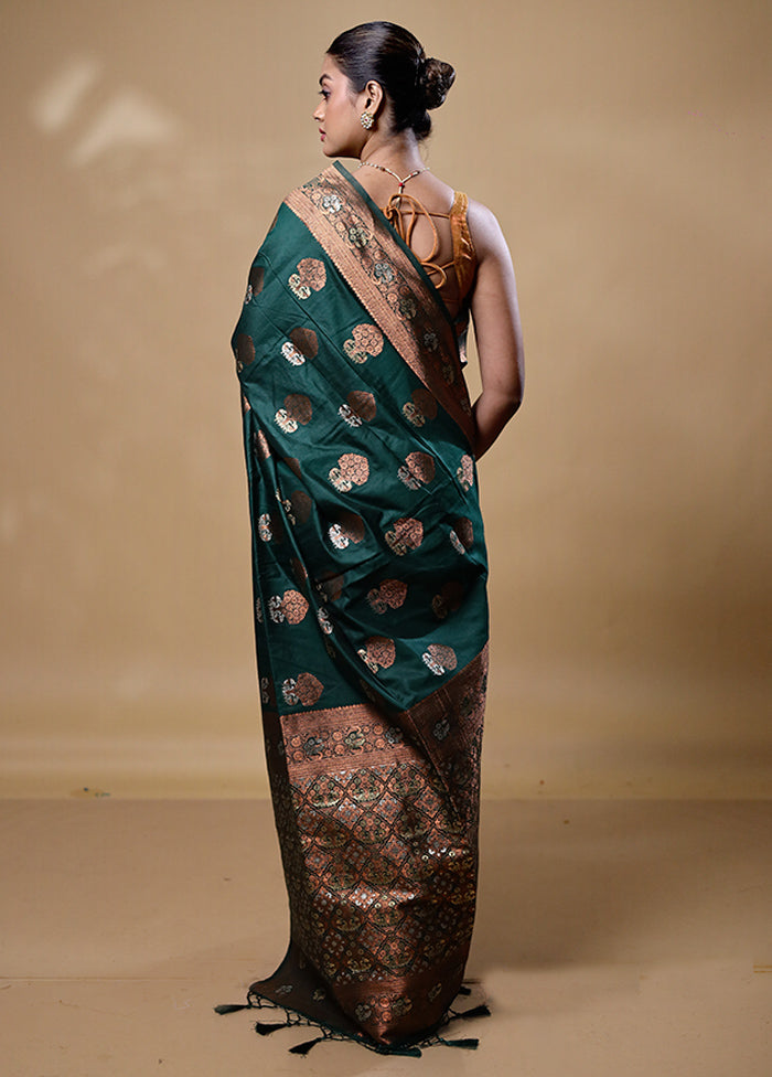 Green Dupion Silk Saree With Blouse Piece Cost Online