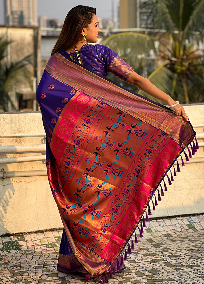 Voilet Spun Silk Saree With Blouse Piece Shop For Cheap Pice