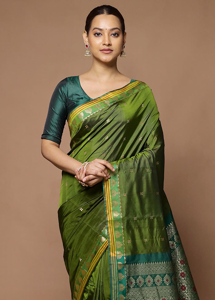 Green Kanjivaram Silk Saree With Blouse Piece Cheap Sale 2025