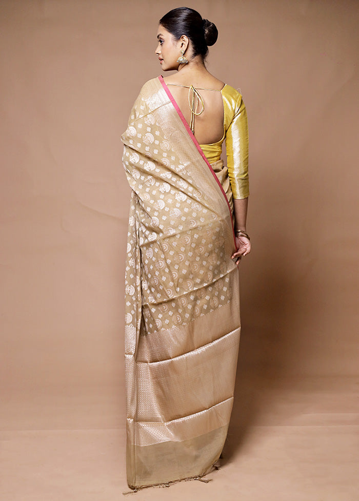 Cream Kora Silk Saree With Blouse Piece Buy Cheap The Cheapest