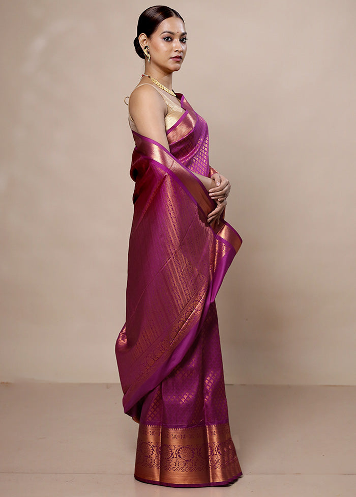 Pink Kanjivaram Silk Saree With Blouse Piece Cheap Sale Footlocker Pictures