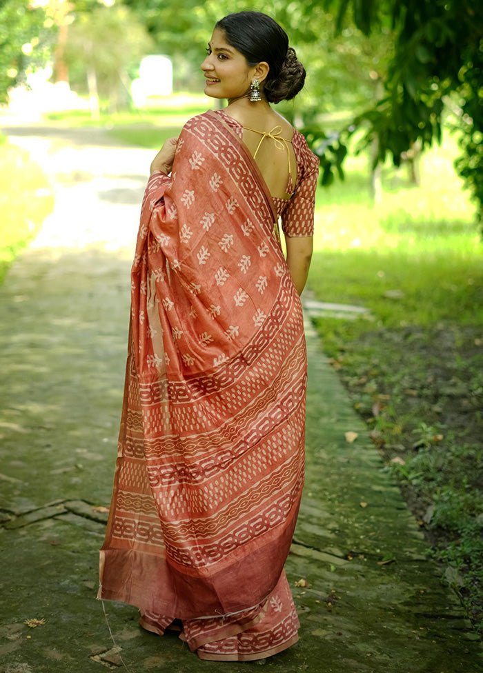 Orange Cotton Saree With Blouse Piece Get To Buy Sale Online