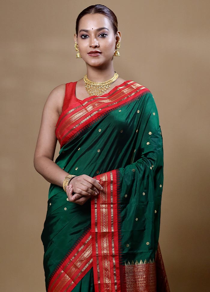 Green Handloom Kanjivaram Pure Silk Saree With Blouse Piece Outlet Geniue Stockist