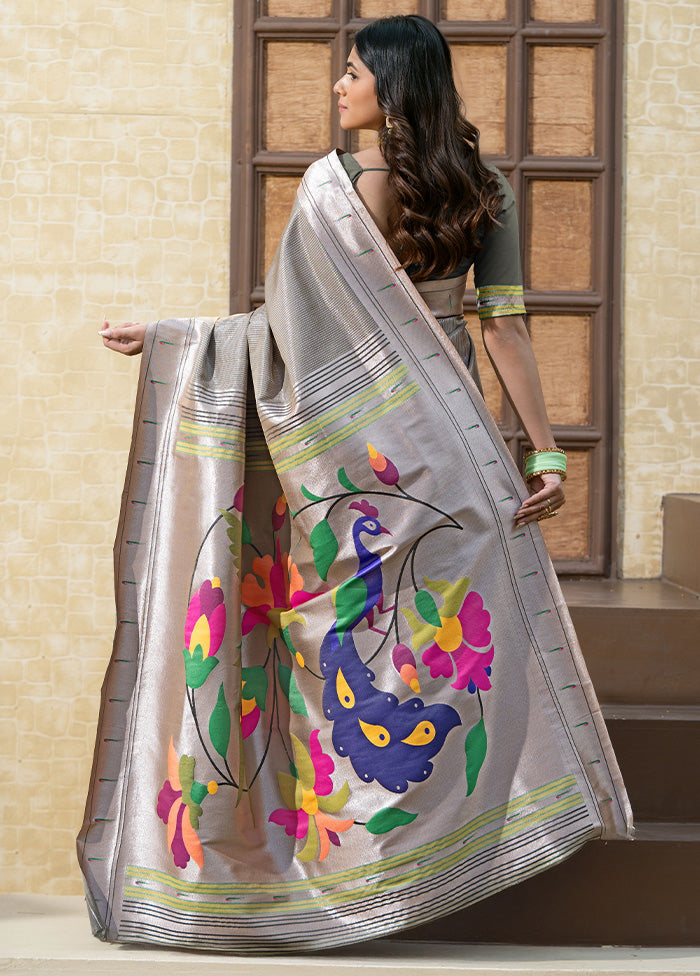 Grey Spun Silk Saree With Blouse Piece How Much For Sale